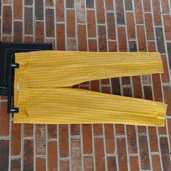 New York And Company  Yellow Dot Stretch Pants Size 10 - Picture 1 of 8